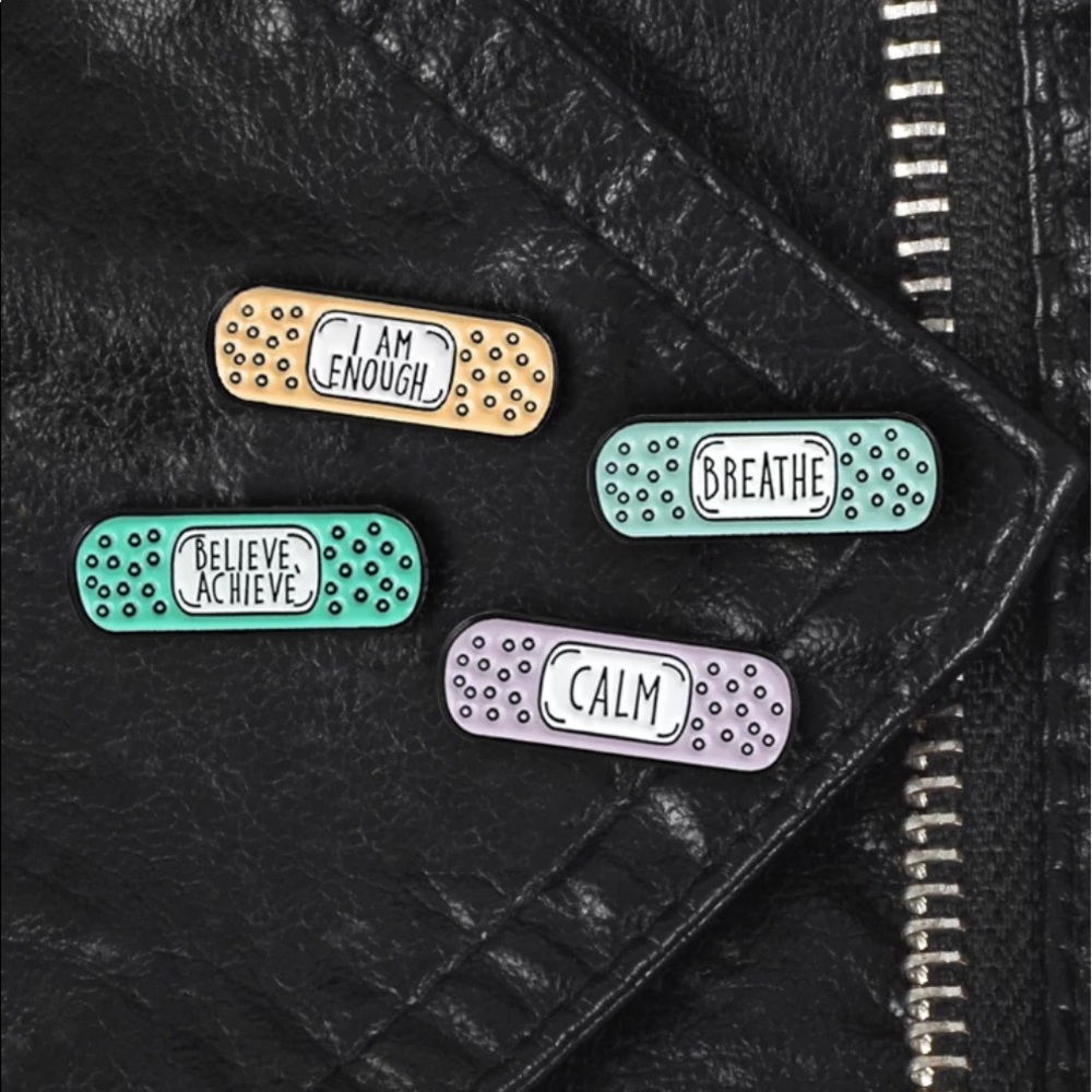 1 LEFT‼️ 2pcs Mental Health Self Care Bandaid Enamel Pins Set - Picture 7 of 12